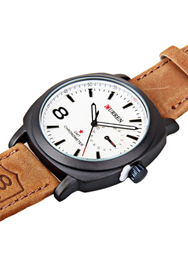 CURREN Men's Water Resistant Leather Watch 8139 - 42 mm - Brown - Image 4
