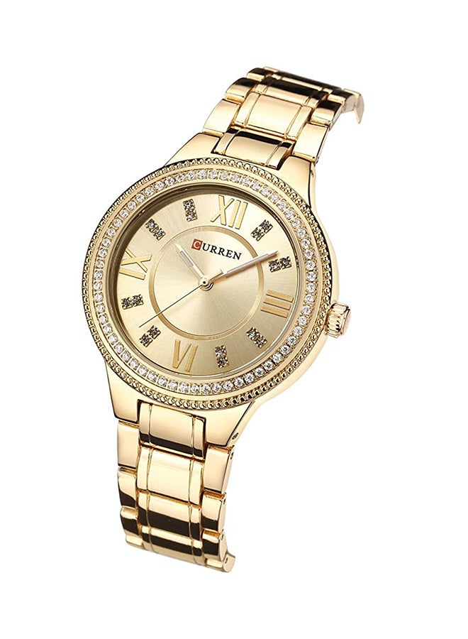 كارين ساعة يد بعقارب مقاومة للماء وبسوار من الإستانلس ستيل طراز 9004 - قياس 30 مم - لون ذهبي للنساء - Image 2