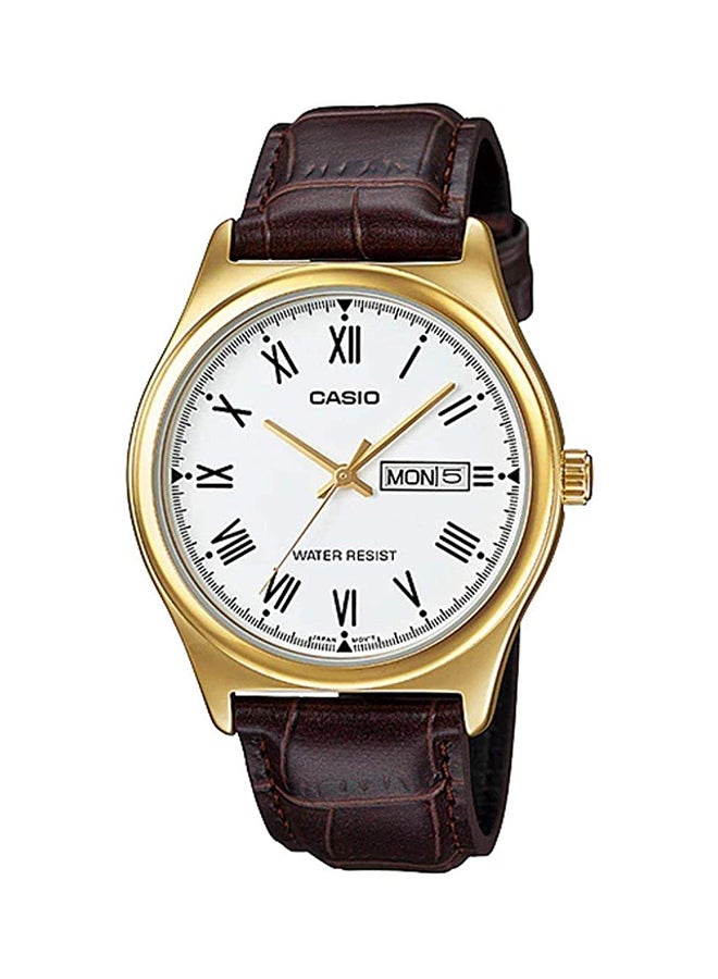 CASIO Men's Leather Analog Wrist Watch MTP-V006GL-7BUDF - 36 mm - Brown - Image 1