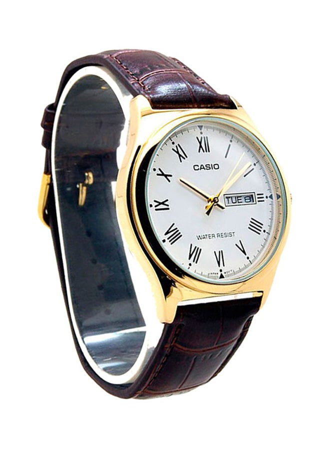 CASIO Men's Leather Analog Wrist Watch MTP-V006GL-7BUDF - 36 mm - Brown - Image 4
