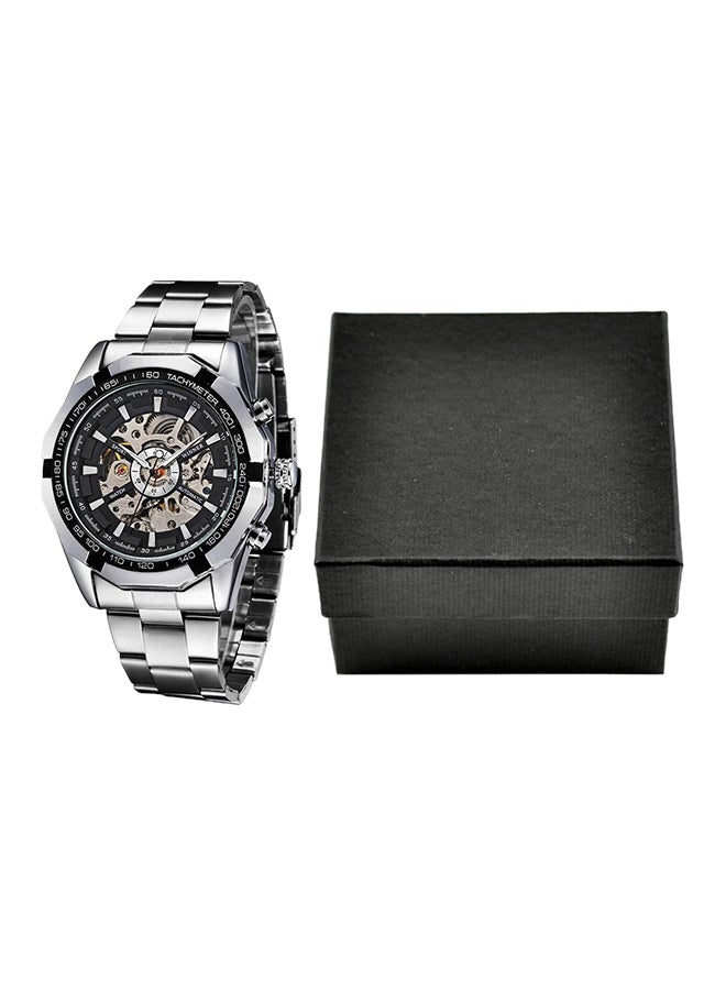 Winner Men's Stainless Steel Analog Watch C1 - 45 mm - Silver  - Image 5