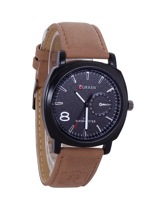 CURREN Men's Water Resistant Leather Analog Wrist Watch 8139 - 41 mm -Brown - Image 1
