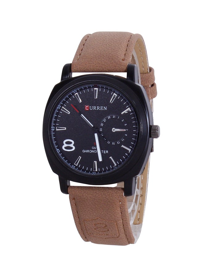 Men's Water Resistant Leather Analog Wrist Watch 8139 - 41 mm -Brown - v1589789106/N15884994A_3