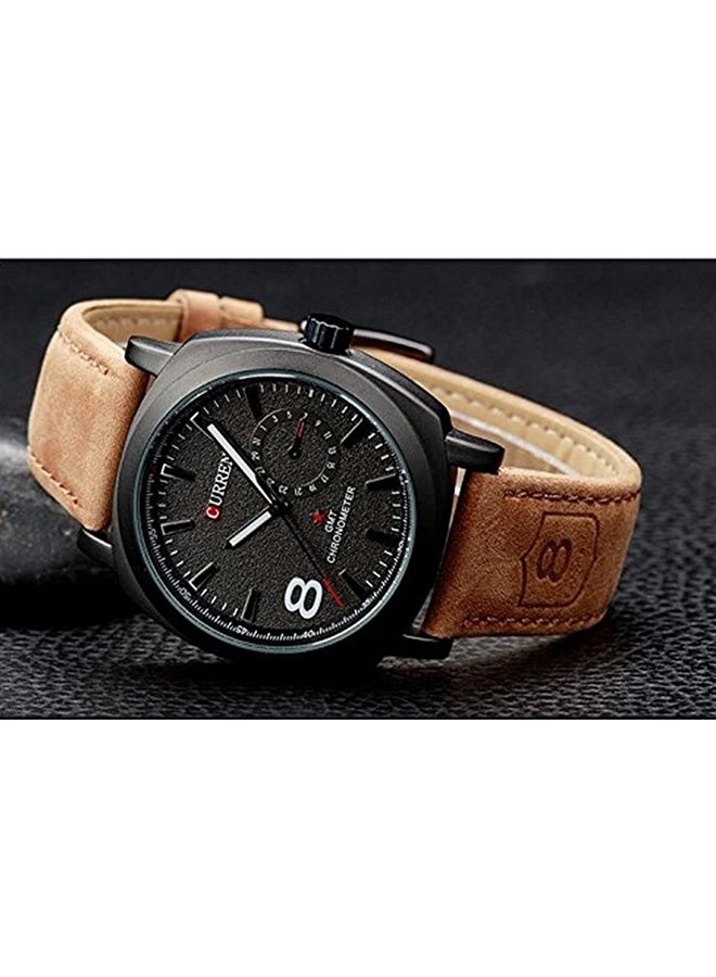 CURREN Men's Water Resistant Leather Analog Wrist Watch 8139 - 41 mm -Brown - Image 5