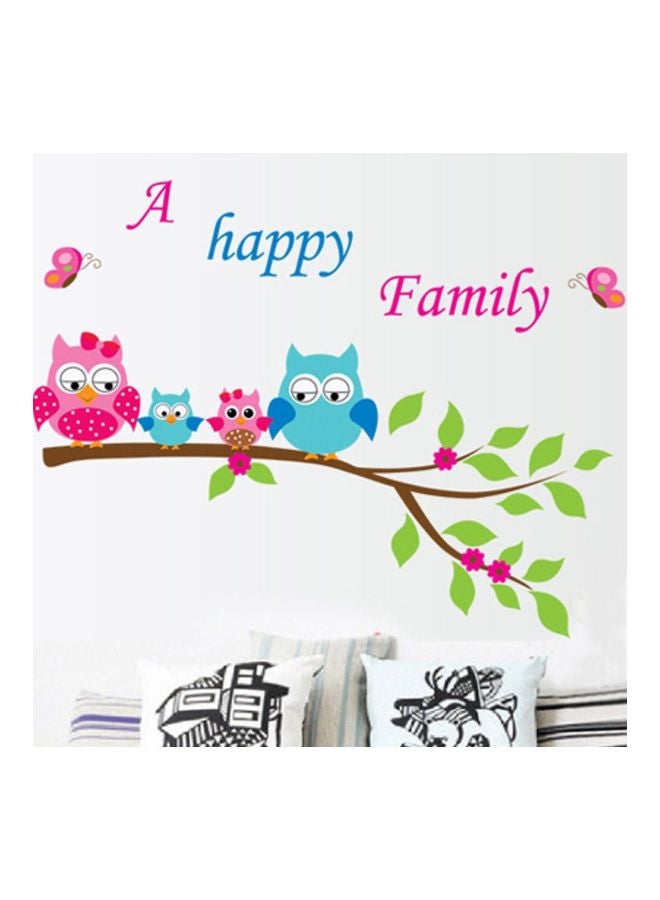 ملصق جداري بتصميم بومة كرتونية وكلمة "Happy" للزينة وردي/أزرق/أخضر 55سم - Image 2