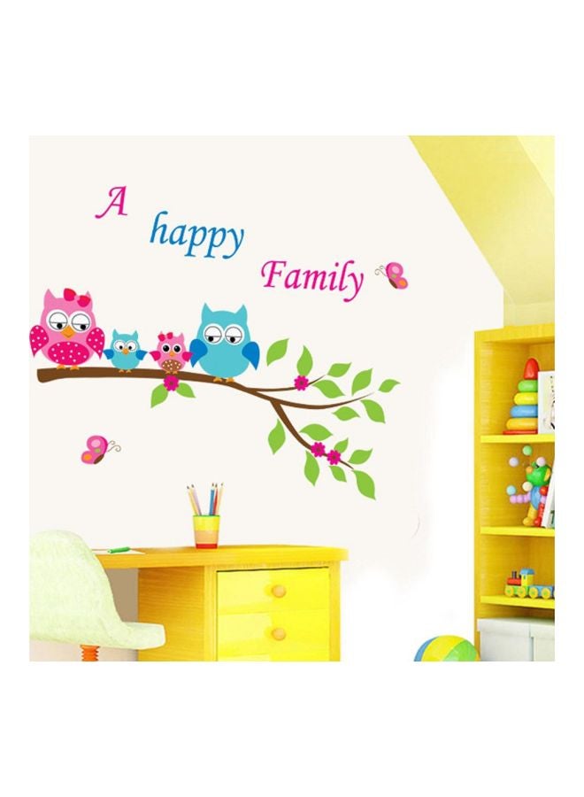 ملصق جداري بتصميم بومة كرتونية وكلمة "Happy" للزينة وردي/أزرق/أخضر 55سم - Image 3
