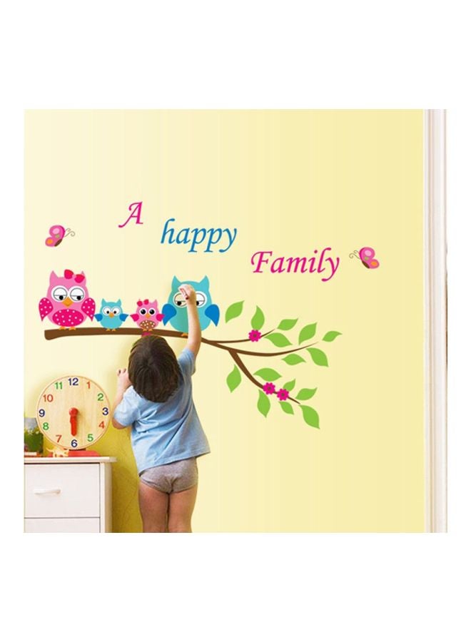 ملصق جداري بتصميم بومة كرتونية وكلمة "Happy" للزينة وردي/أزرق/أخضر 55سم - Image 4