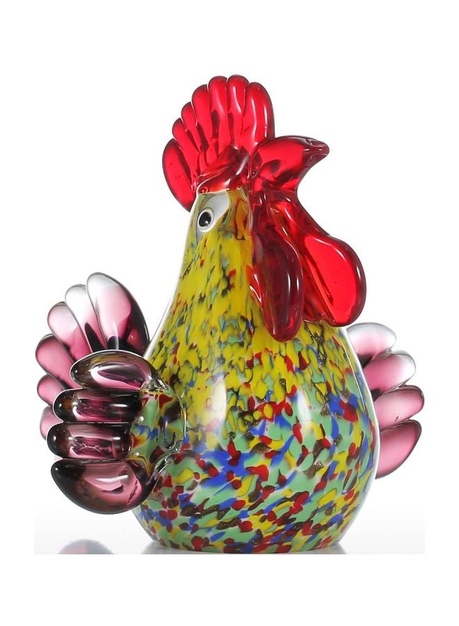 توراتس منحوتة زجاجية للزينة على شكل ديك متعدد الألوان 15x13x14سم - Image 3