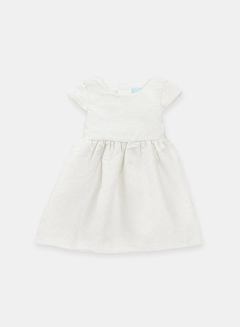 OBAIBI Infants Sequined Jacquard Knitted Dress White - Image 1