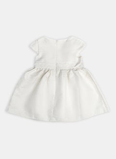 OBAIBI Infants Sequined Jacquard Knitted Dress White  - Image 2