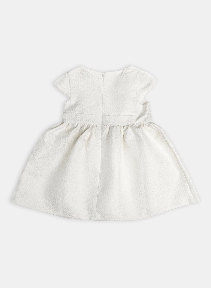 OBAIBI Infants Sequined Jacquard Knitted Dress White - Image 2