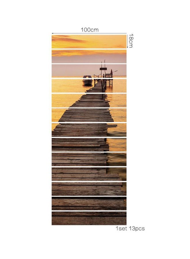 13-Piece 3D Stair Sticker Set Brown/Beige/Yellow 19cm  - Image 3