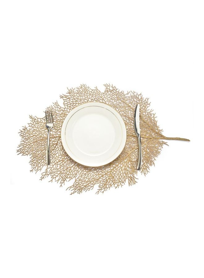 Artificial Leaf Shaped Table Mat Gold 18.11x14.57x0.39inch - Image 2