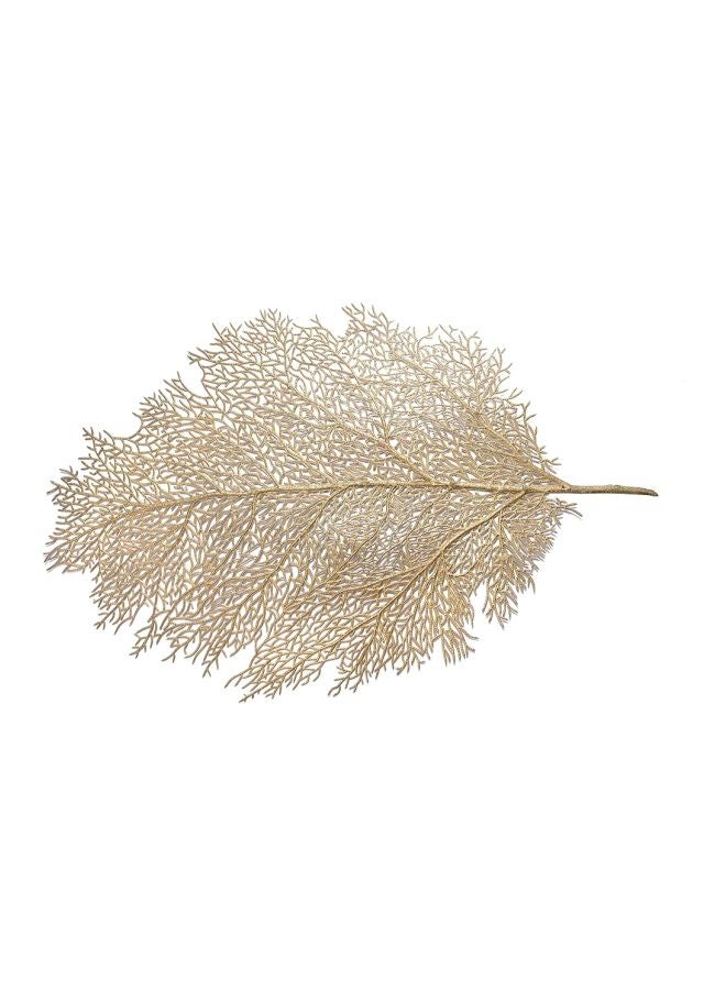 Artificial Leaf Shaped Table Mat Gold 18.11x14.57x0.39inch - Image 1