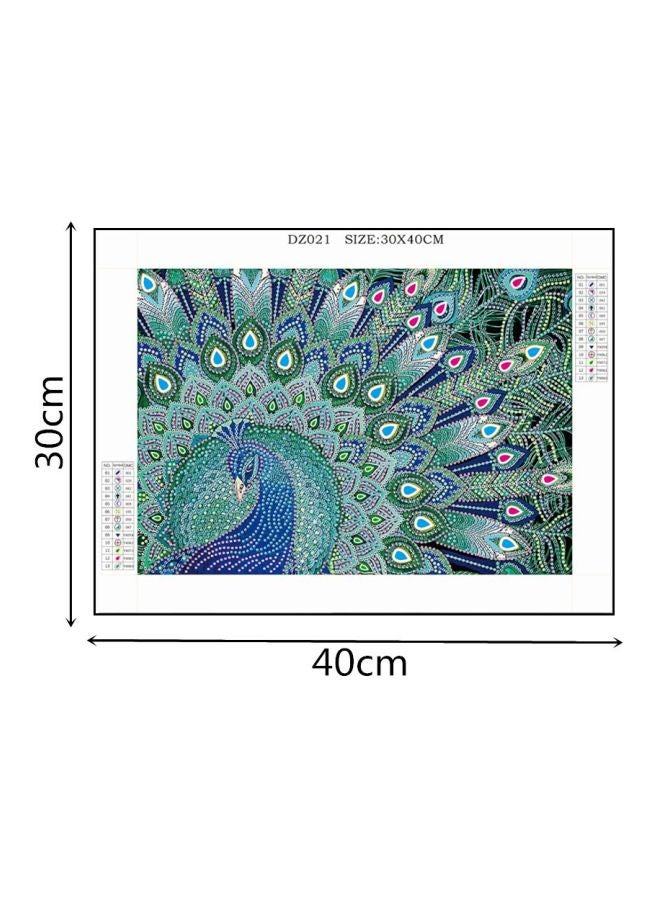 لوحة فنية ماسية 5D خماسيّة الأبعاد بغرز متقاطعة. أخضر / أزرق / أبيض 11.81x15.75بوصة  - Image 3