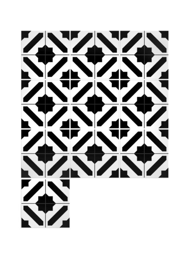طقم ملصقات بلاط ذاتية اللصق مكون من 10 قطع أسود/ أبيض 16x16x0.9سم - Image 1