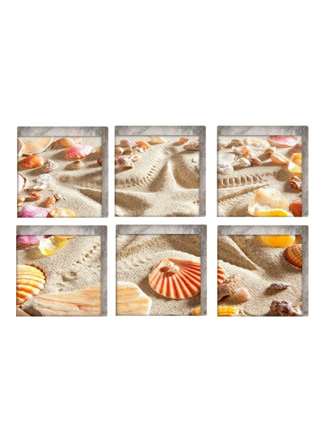 6-Piece 3D Landscape Self Adhesive Wall Sticker Set Beige/Orange/Yellow 16.0x16.0x0.5cm  - Image 1