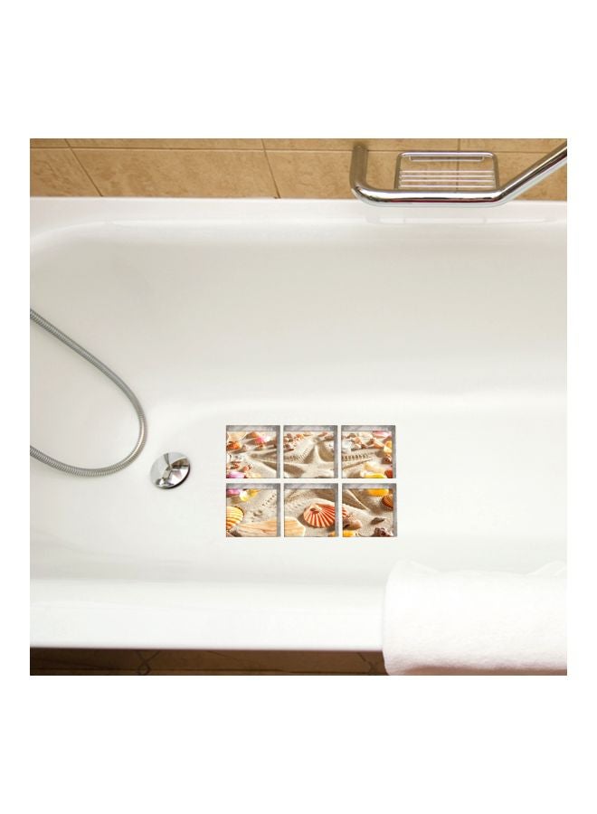 6-Piece 3D Landscape Self Adhesive Wall Sticker Set Beige/Orange/Yellow 16.0x16.0x0.5cm  - Image 3