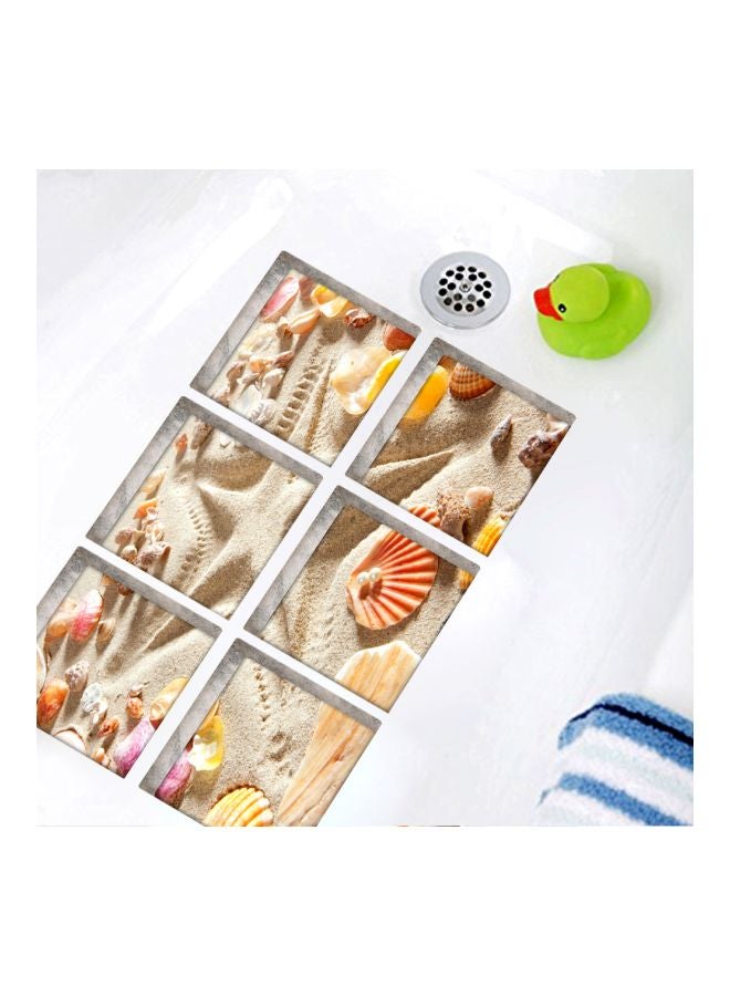 6-Piece 3D Landscape Self Adhesive Wall Sticker Set Beige/Orange/Yellow 16.0x16.0x0.5cm  - Image 4