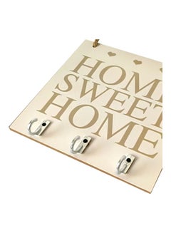 ماركة غير محددة لوحة زينة معلقة بطبعة عبارة "Home Sweet Home" مع حامل مفاتيح فضي/بيج 15x15x0.5Ø³Ù†ØªÙŠÙ…ØªØ±  - Image 3