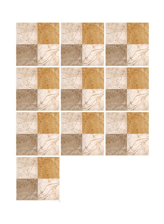 ماركة غير محددة - ملصقات بلاط للحمام ذاتية اللصق مكونة من 10 قطع بني/ بيج/ كريمي 15x15سم - Image 1