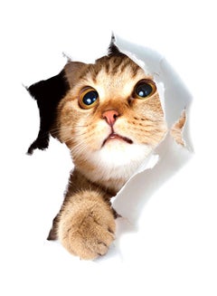 3D Cat Waterproof Wall Sticker Brown/Black 25x23centimeter
