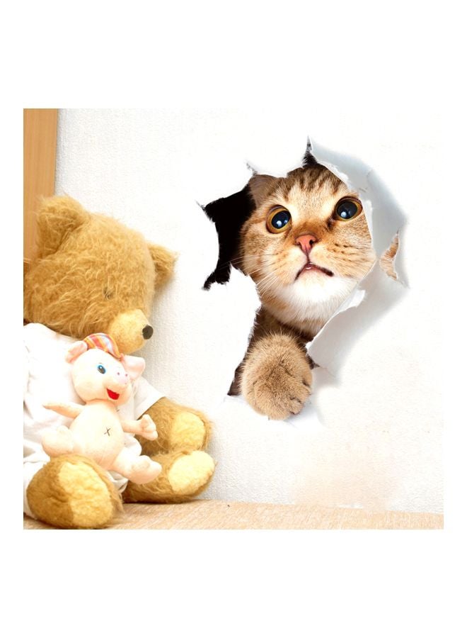 Generic - 3D Cat Waterproof Wall Sticker Brown/Black 25x23centimeter - Image 1