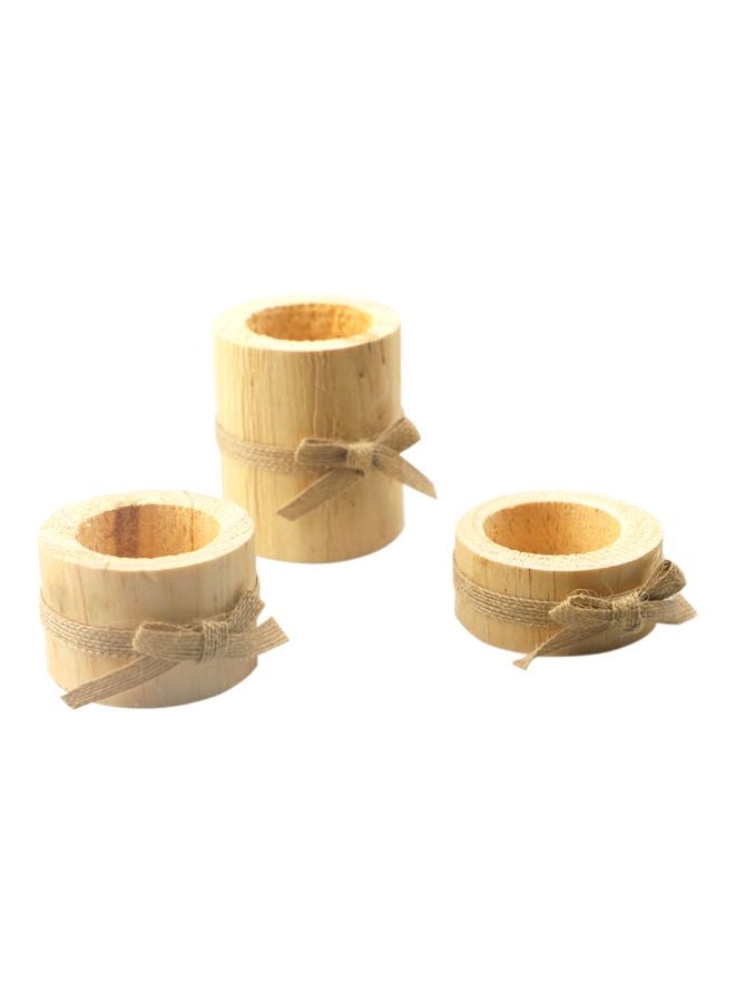 3-Piece Timber Pile Candlestick Set Beige  - Image 1