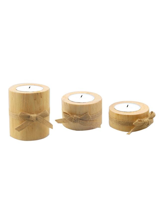 3-Piece Timber Pile Candlestick Set Beige  - Image 2