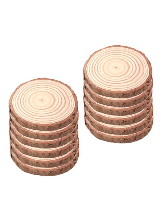 12-Piece Round Shaped Wooden Chips With Bark Set Brown - Image 1