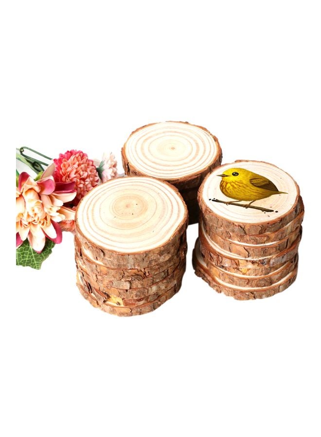 12-Piece Round Shaped Wooden Chips With Bark Set Brown - Image 3