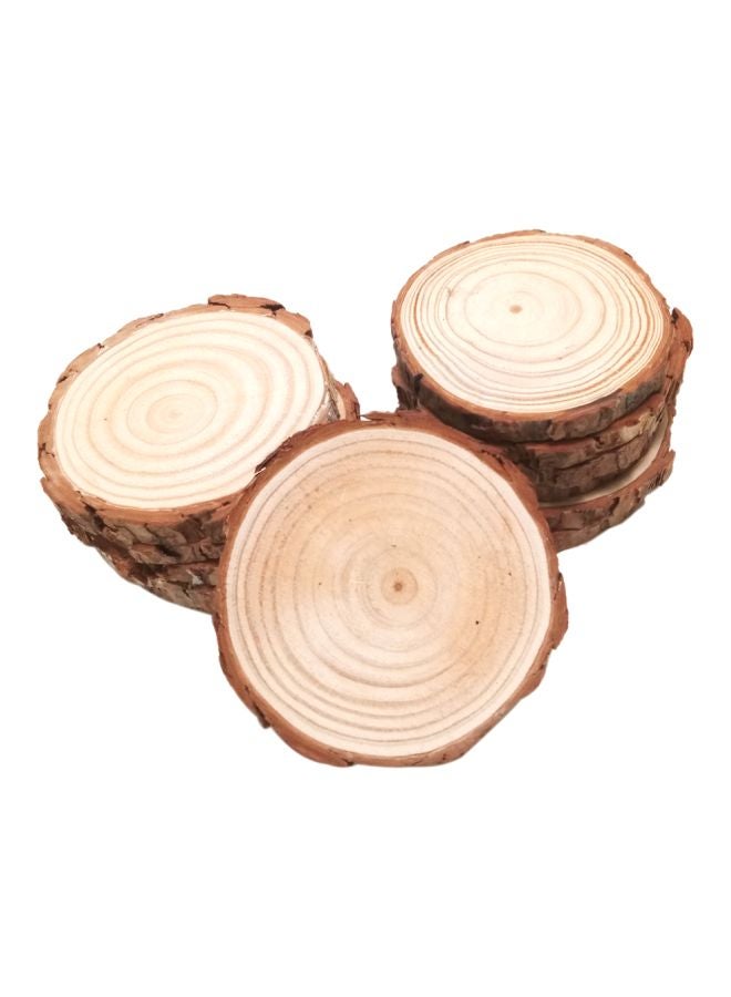 12-Piece Round Shaped Wooden Chips With Bark Set Brown - Image 4