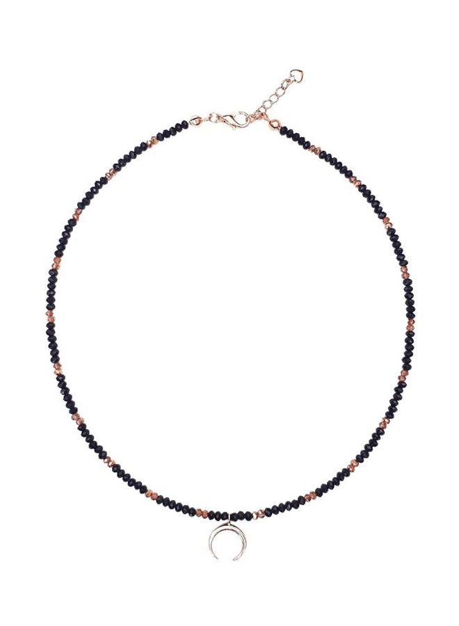 ألوان قلادة بدلاية على شكل هلال مرصعة بالكريستال ومطلية بالذهب الوردي - Image 1