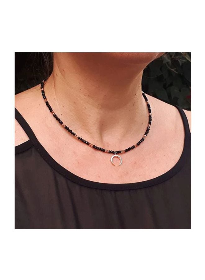 ألوان قلادة بدلاية على شكل هلال مرصعة بالكريستال ومطلية بالذهب الوردي - Image 2