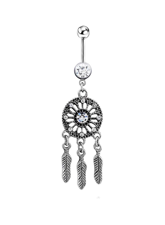 Generic - Surgical Steel Stone Studded Dream Catcher Designed Belly Ring - Image 1