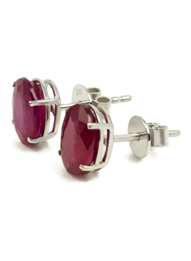 Capri Gold 18 Karat White Gold Ruby Stud Earrings  - Image 2