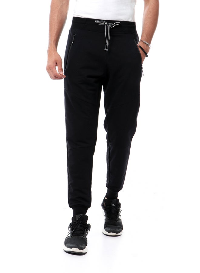 Pavone - Side Zipped Pockets Sweatpants Black - Image 1