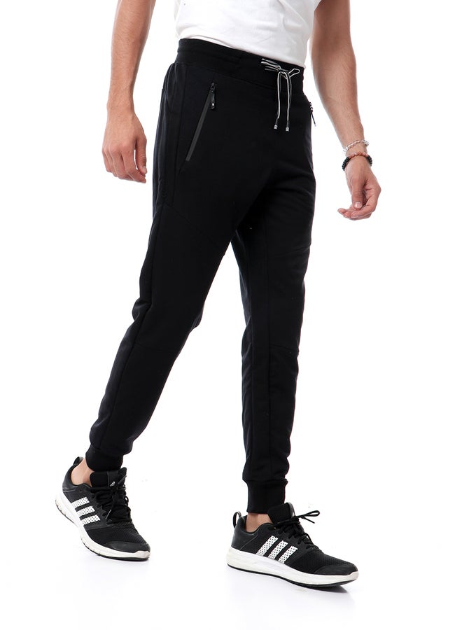Pavone - Side Zipped Pockets Sweatpants Black - Image 1