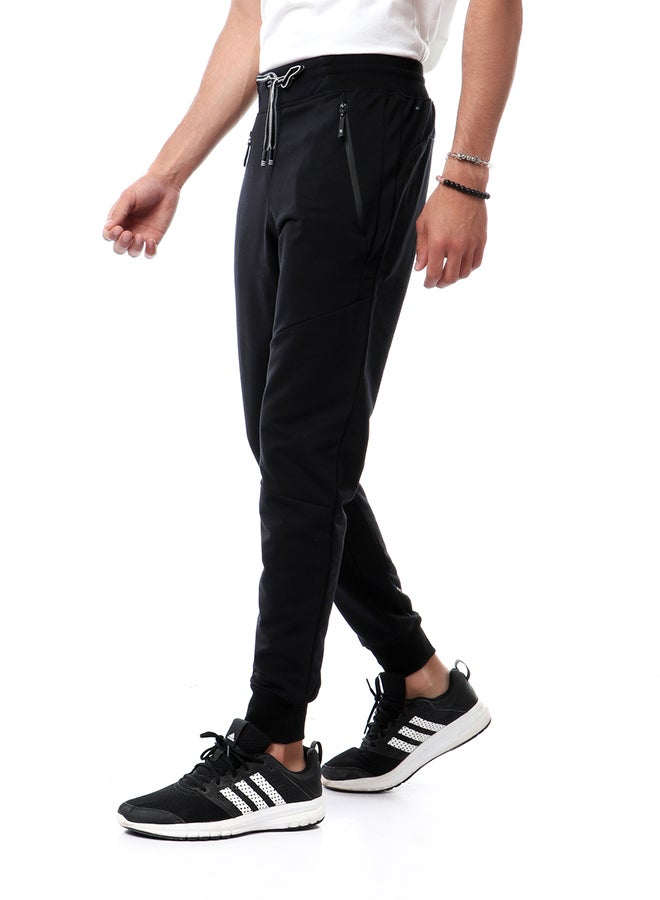 Pavone - Side Zipped Pockets Sweatpants Black - Image 1