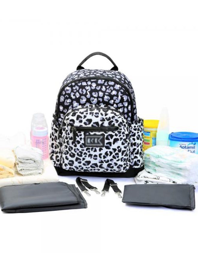 Little Story - Travel Diaper Bag, Animal Print, Ultra Soft, 7 Multiple Pockets, Stroller Hooks, Changing Mat, Dry-Wet Pouch, Suitable For Mom And Dad, Adjustable Padded Shoulder, Zipper Pockets, Black And White - Image 1
