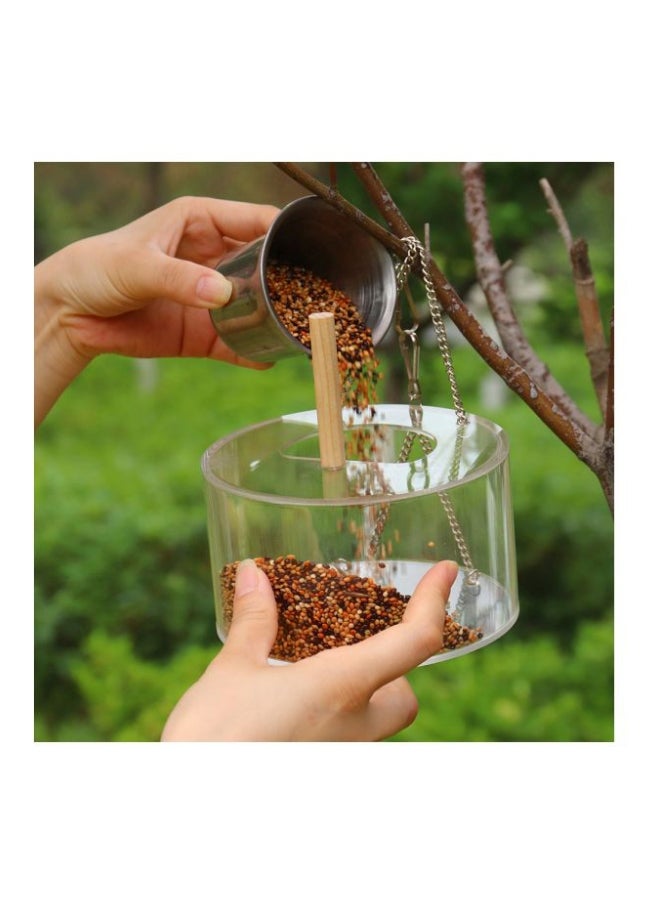 Hanging Bird Feeder House Clear/Silver 13x8x8centimeter