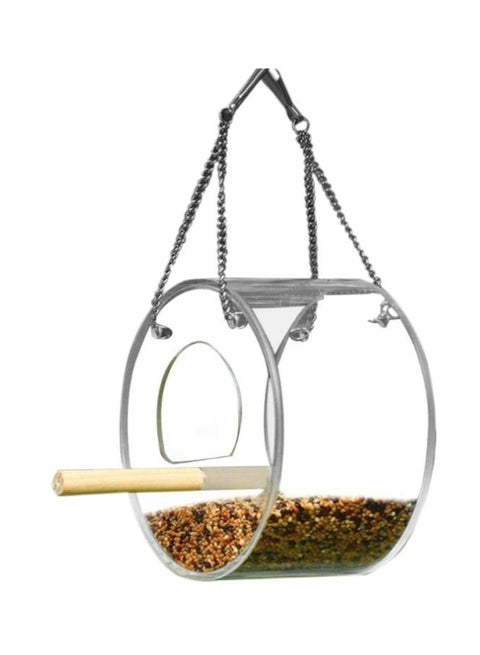 Hanging Bird Feeder House Clear/Silver 13x8x8centimeter