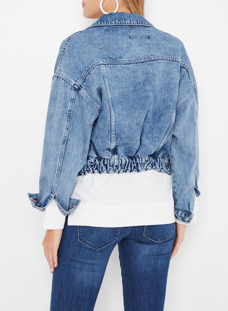 High Streets Elastic Hem Denim Jacket Blue - Image 2