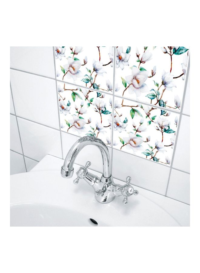 10-Piece Self Adhesive Wall Tile Sticker White/Green/Brown 20x20cm  - Image 4