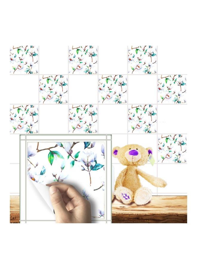 10-Piece Self Adhesive Wall Tile Sticker White/Green/Brown 20x20cm  - Image 5
