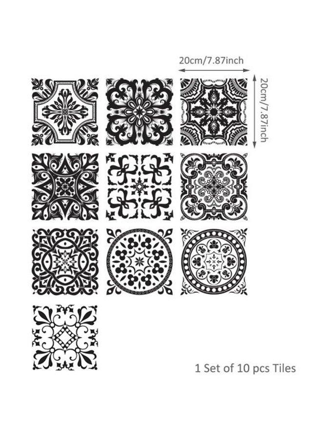 10 قطع من ملصقات بلاط الجدران ذاتية اللصق أسود/أبيض 20x20سم - Image 2