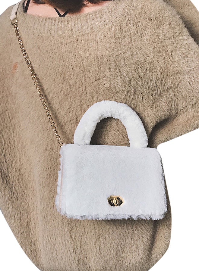 Casual Fluffy Crossbody Bag White  - Image 2