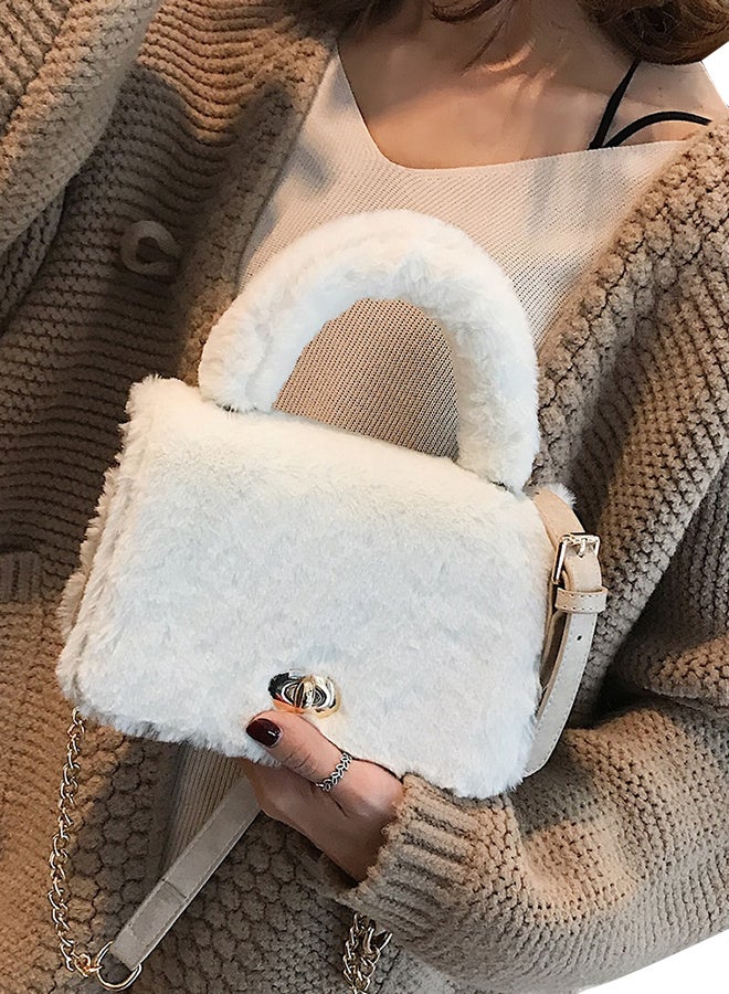 Casual Fluffy Crossbody Bag White  - Image 3