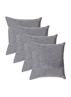 4-Piece Solid Pattern Decorative Pillow linen Grey 65x65cm