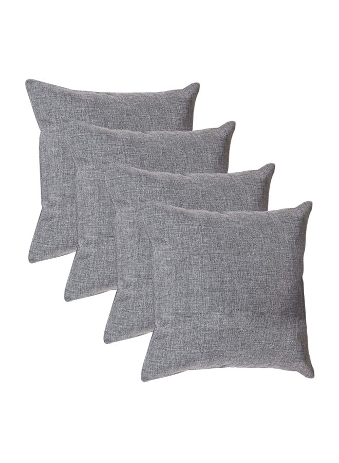 REGAL IN HOUSE 4-Piece Solid Pattern Decorative Pillow linen Grey 65x65cm 